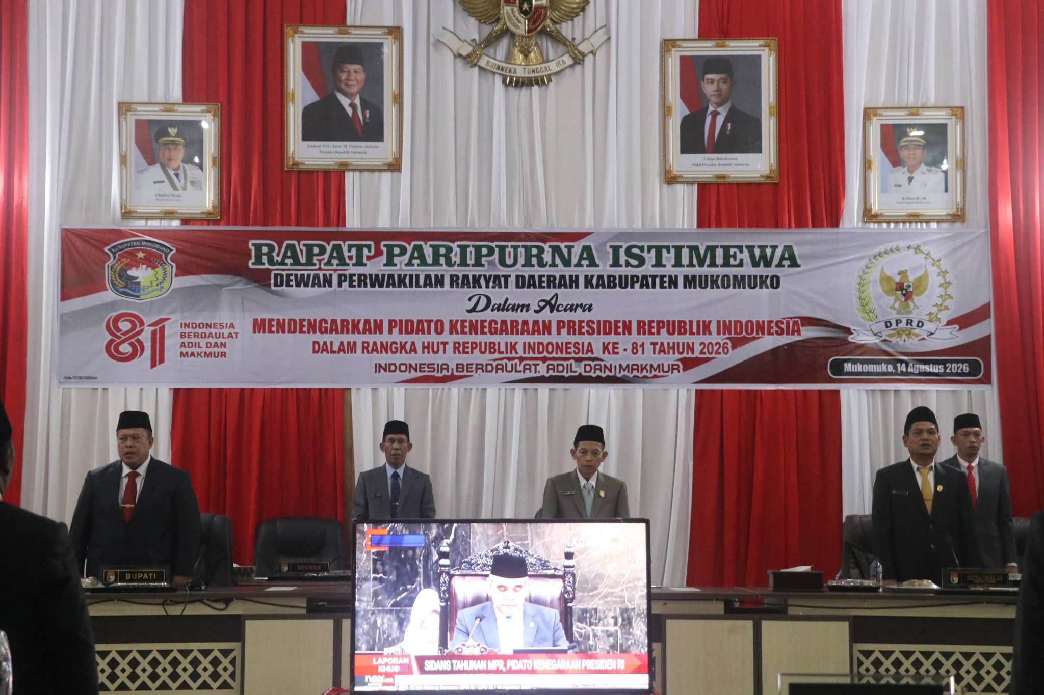 Dengarkan Pidato Kenegaraan Presiden, Pemkab Mukomuko Tegaskan Komitmen Sinergi Pembangunan dengan Pemerintah Pusat