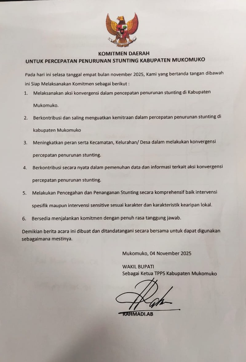  Pemkab Mukomuko Gelar Rakor Rembuk Stunting 