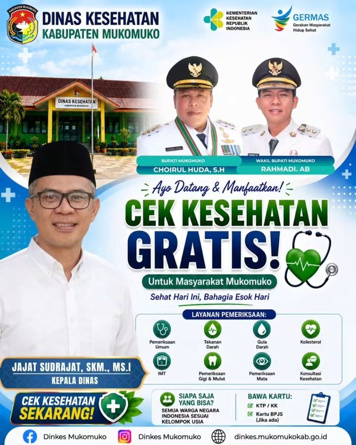 Pemkab Mukomuko Ajak Masyarakat  Manfaatkan Program Cek Kesehatan Gratis di Puskesmas 