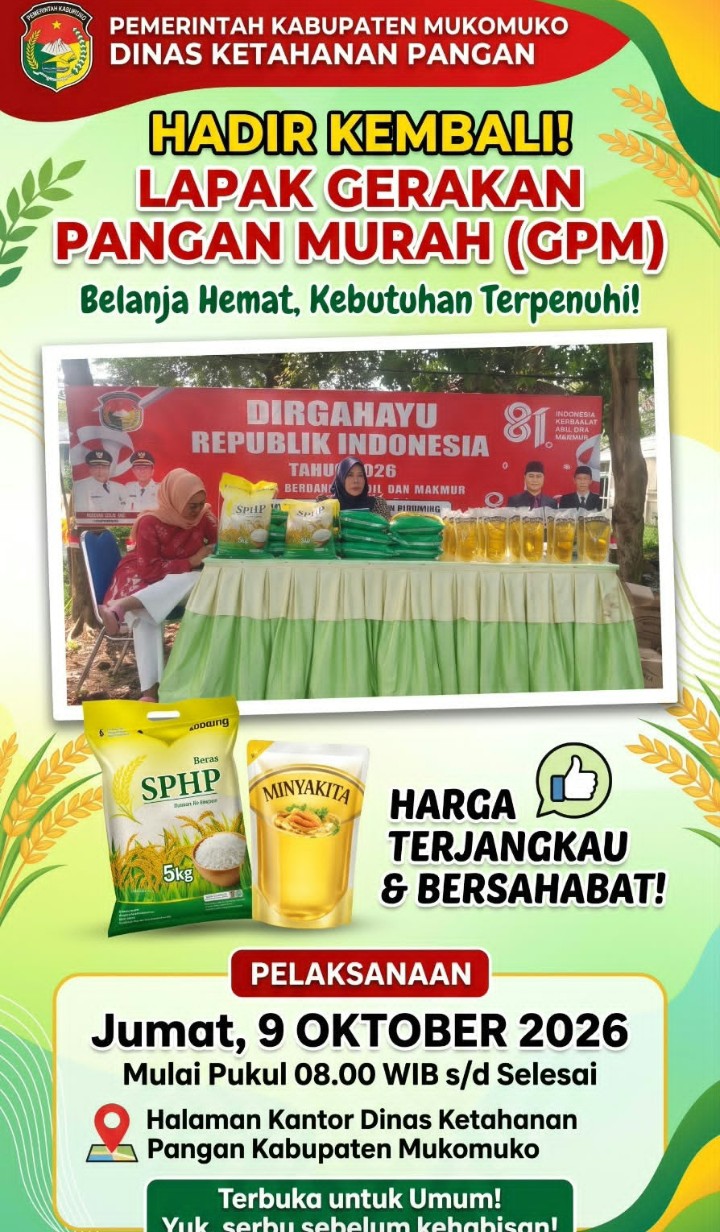Dinas Ketahanan Pangan Mukomuko Hadirkan Lapak Gerakan Pangan Murah Untuk Masyarakat 